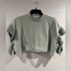 Altar'd State cropped knit sweatshirt faded sage green Size M but runs bigger